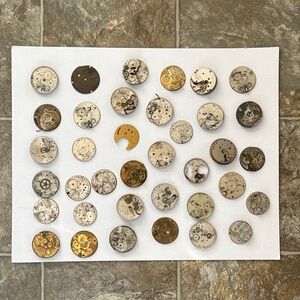 Vintage Watch Movement Parts Lot - Assorted Metal Tones